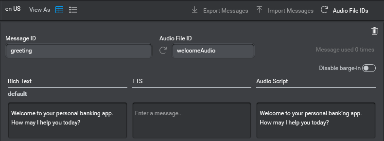 Static message dialog